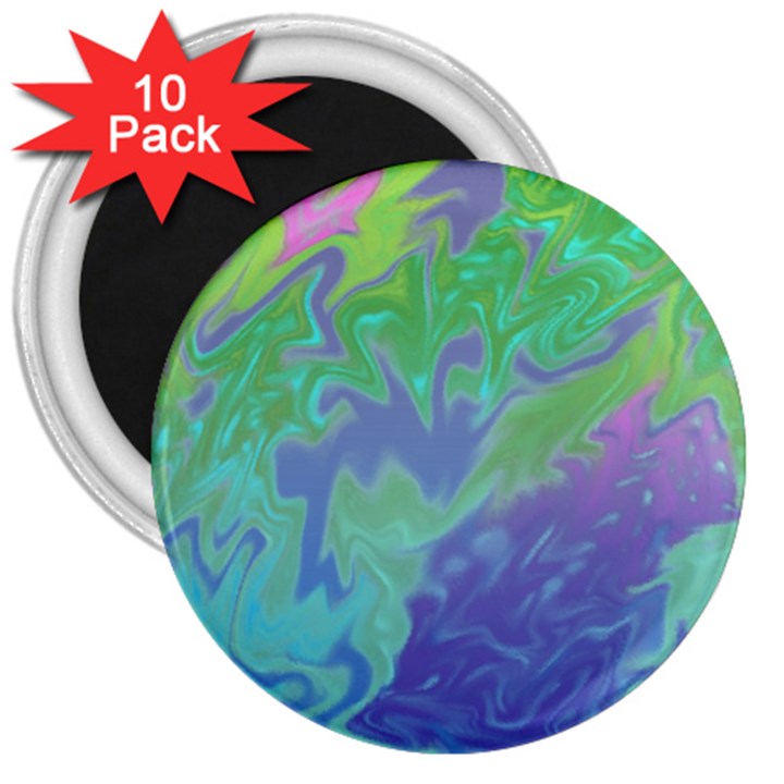 Green Blue Pink Color Splash 3  Magnets (10 pack) 