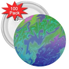 Green Blue Pink Color Splash 3  Buttons (100 Pack)  by BrightVibesDesign