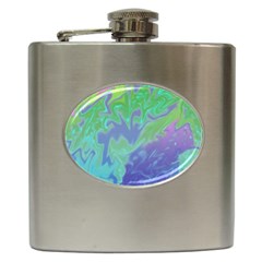 Green Blue Pink Color Splash Hip Flask (6 Oz) by BrightVibesDesign