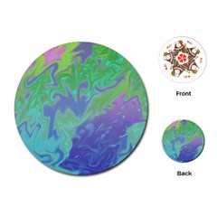 Green Blue Pink Color Splash Playing Cards (round)  by BrightVibesDesign