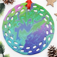 Green Blue Pink Color Splash Ornament (round Filigree) 