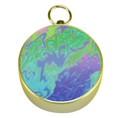 Green Blue Pink Color Splash Gold Compasses by BrightVibesDesign