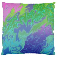 Green Blue Pink Color Splash Large Flano Cushion Case (one Side)