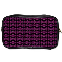 Pink Black Retro Tiki Pattern Toiletries Bags by BrightVibesDesign