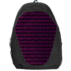 Pink Black Retro Tiki Pattern Backpack Bag by BrightVibesDesign