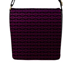 Pink Black Retro Tiki Pattern Flap Messenger Bag (l)  by BrightVibesDesign