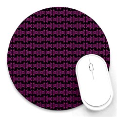 Pink Black Retro Tiki Pattern Round Mousepads by BrightVibesDesign