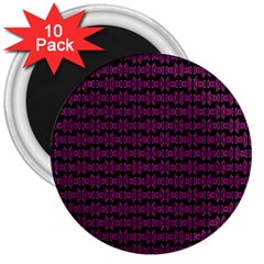 Pink Black Retro Tiki Pattern 3  Magnets (10 Pack)  by BrightVibesDesign