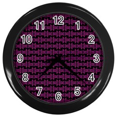 Pink Black Retro Tiki Pattern Wall Clocks (black) by BrightVibesDesign