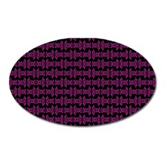 Pink Black Retro Tiki Pattern Oval Magnet by BrightVibesDesign