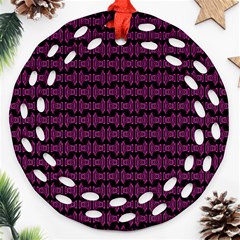 Pink Black Retro Tiki Pattern Ornament (round Filigree) 