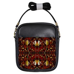 Fantasy Flowers And Leather In A World Of Harmony Girls Sling Bags