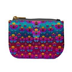 Freedom Peace Flowers Raining In Rainbows Mini Coin Purses