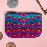 Freedom Peace Flowers Raining In Rainbows Mini Coin Purses Front