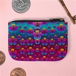 Freedom Peace Flowers Raining In Rainbows Mini Coin Purses Back