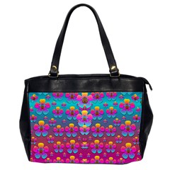 Freedom Peace Flowers Raining In Rainbows Office Handbags (2 Sides) 