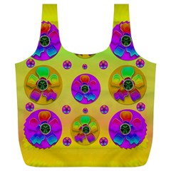 Floral Love And Why Not In Neon Full Print Recycle Bags (l)  by pepitasart