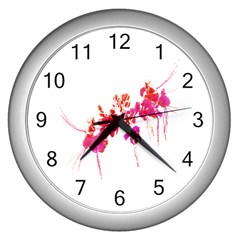 Minimal Floral Print Wall Clocks (silver) 