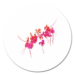 Minimal Floral Print Magnet 5  (round) by dflcprints