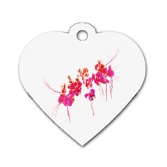 Minimal Floral Print Dog Tag Heart (one Side) by dflcprints