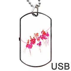 Minimal Floral Print Dog Tag Usb Flash (one Side) by dflcprints