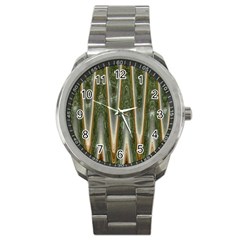 Green Brown Zigzag Sport Metal Watch by BrightVibesDesign