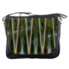 Green Brown Zigzag Messenger Bags by BrightVibesDesign