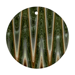 Green Brown Zigzag Ornament (round)  by BrightVibesDesign