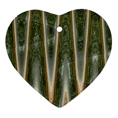 Green Brown Zigzag Ornament (heart)  by BrightVibesDesign