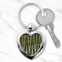 Green Brown Zigzag Key Chains (heart)  by BrightVibesDesign