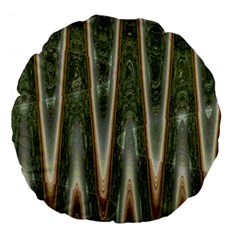 Green Brown Zigzag Large 18  Premium Flano Round Cushions