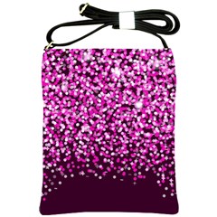 Pink Glitter Rain Shoulder Sling Bags by KirstenStar