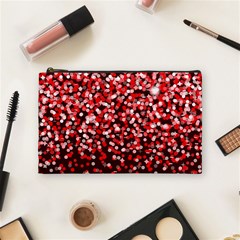 Red Glitter Rain Cosmetic Bag (medium)  by KirstenStar