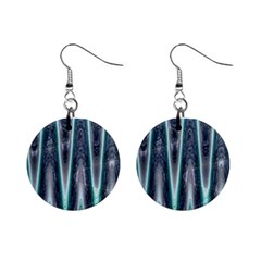 Blue Turquoise Zigzag Pattern Mini Button Earrings