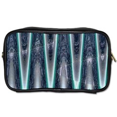 Blue Turquoise Zigzag Pattern Toiletries Bags 2-side by BrightVibesDesign