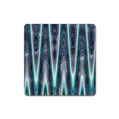 Blue Turquoise Zigzag Pattern Square Magnet by BrightVibesDesign