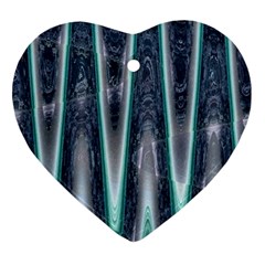 Blue Turquoise Zigzag Pattern Heart Ornament (2 Sides) by BrightVibesDesign