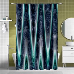 Blue Turquoise Zigzag Pattern Shower Curtain 48  X 72  (small) 