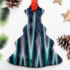 Blue Turquoise Zigzag Pattern Christmas Tree Ornament (2 Sides)