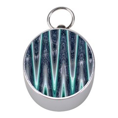 Blue Turquoise Zigzag Pattern Mini Silver Compasses