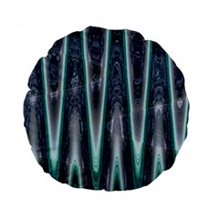 Blue Turquoise Zigzag Pattern Standard 15  Premium Flano Round Cushions by BrightVibesDesign