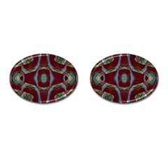 Fancy Maroon Blue Design Cufflinks (oval) by BrightVibesDesign