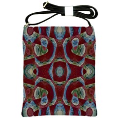 Fancy Maroon Blue Design Shoulder Sling Bags by BrightVibesDesign