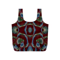 Fancy Maroon Blue Design Full Print Recycle Bags (s)  by BrightVibesDesign