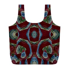 Fancy Maroon Blue Design Full Print Recycle Bags (l)  by BrightVibesDesign