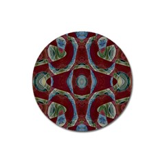 Fancy Maroon Blue Design Magnet 3  (round) by BrightVibesDesign