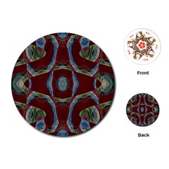 Fancy Maroon Blue Design Playing Cards (round)  by BrightVibesDesign