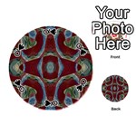 Fancy Maroon Blue Design Playing Cards 54 (Round)  Front - SpadeQ