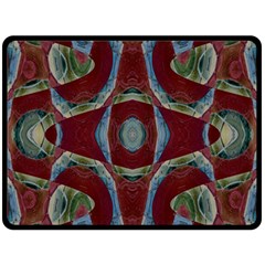 Fancy Maroon Blue Design Double Sided Fleece Blanket (large) 