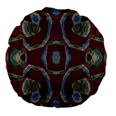 Fancy Maroon Blue Design Large 18  Premium Flano Round Cushions